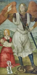 Saint Michael the Archangel with Teodora Visconti and the Newborn Son, c.1486-87