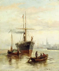 A Harbour Scene with a View of Venice