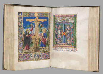 Missale: Fol. 185v: Crucifixion with borders full page