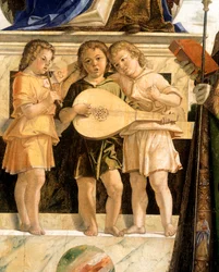 Madonna and Child Enthroned with the Saints John the Baptist, Bartolomew and Sebastian (detail)