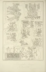 Aztec Hieroglyphics from the Manuscript of Veletri, illustration from 