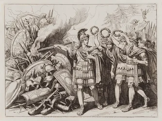 Gaius Marius burning the arms of the Cimbri and Teutones