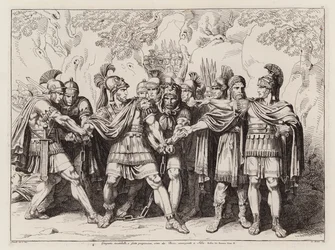 Jugurtha betrayed by Bocchus I and delivered in chains to Sulla