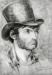 Male Portrait (True Roman), Drawing by Bartolomeo Pinelli (1781-1835)
