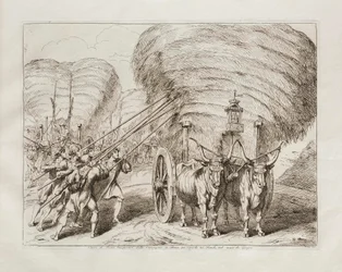 Wagons with hay transported from the country to Rome to be brought to the barns in the month of June