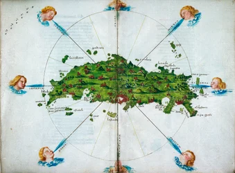 Isolario, in verse, with coloured drawings and a chart of the eastern Mediterranean on vellum