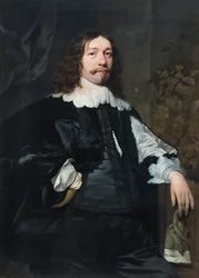 Portrait of a Man in Black Holding a Glove
