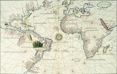 A Double-Page Map of the Atlantic Ocean, Showing the East Coast of North and South America