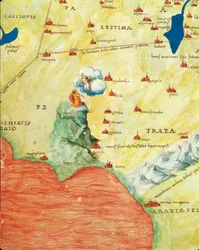 Nile River Delta, Red Sea and Mount Sinai, from Atlas of the World in Thirty-Three Maps, by Battista Agnese