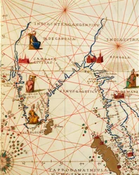 The Indian Ocean and Part of Asia and Africa: the Indian Peninsula, from Atlas of the World in Thirty-Three Maps, by Battista Agnese