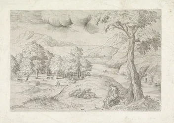Panoramic Landscape with Ruins, a City and Travellers