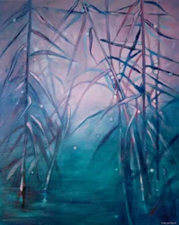 Misty Reeds At Twilight