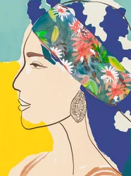 Woman in Floral Scarf