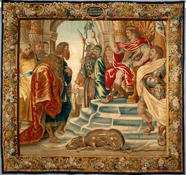 King Alexander the Great received a delegation from Athens. Tapestry made in the manufactures of Brussels. 16th century Genes, Musei di Strada Nuova
