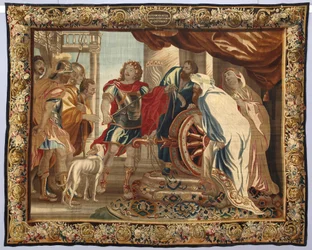 King Alexander the Great slices the Gordian knot. Tapestry made in the manufactures of Brussels. 16th century Genes, Musei di Strada Nuova