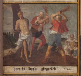 Maarke. Chapel (Sint-Vincentiuskapel). interior. Painting. The martyr of Saint Vincent. 19th century. (detail)