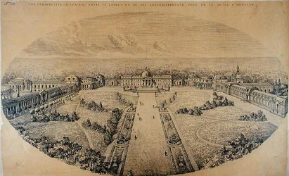 Perspective view of the Royal Palace at Laeken and its enlargements by the architect Charles Louis Girault (1851-1932)
