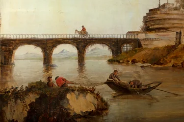 Second back room, meeting room, murals with rural scenes in classical style, around 1810, scene 2