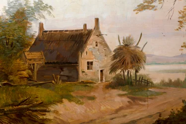 Meeting room, murals with rural scenes in classical style, probably from around 1810, scene 7