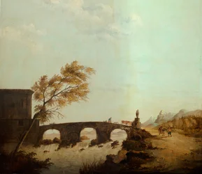 Meeting room, murals with rural scenes in classical style, probably from around 1810, scene 1