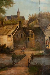 Second Back Room at the Back, Meeting Room, Murals with Rural Scenes in Classical Style, Probably from Around 1810, Scene 3