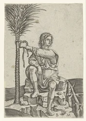 Man Sitting by Palm Tree