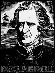 Portrait of Pasquale Paoli, Corsican statesman, general and patriot, woodcut