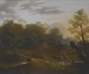 Pony Cart Crossing a Woodland Brook