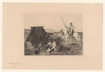 Landscape with Tent and Rider (Etchings by Various Printmakers from 1877)