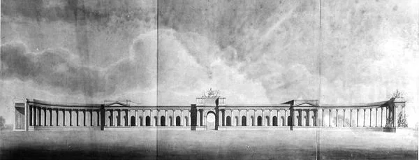 Perspective of Offices seen from the Great Court