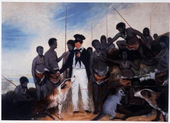 The Conciliation: Meeting of a Settler with a Group of Aboriginal People in Australia - by Benjamin Duterrau