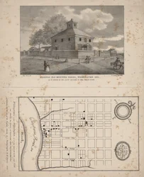 Friends Old Meeting House, Wilmington, Delaware, litho by P.S. Duval, 1845