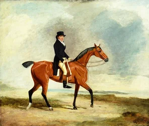 Francis Const on his Bay Hunter Riding near the Sea