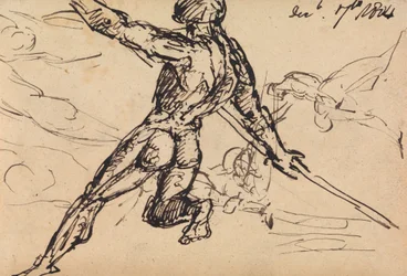Figure Studies of a Nude Male with Spear