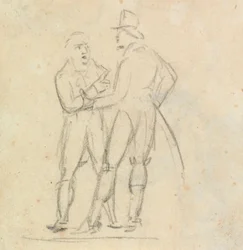 Study of Two Men Standing, While in Conversation