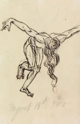 Study of a Nude, Leaning Forward, with Arms Extended Out
