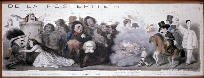 The great road to posterity: representation of tragedy and comedy (Dorval, etc...) - Lithography by Benjamin Roubaud, Maison de Balzac, Paris