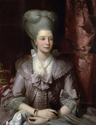 Queen Charlotte (Sophia-Charlotte, Sophia Charlotte) of Mecklenburg-Strelitz (1744-1818), wife of George III of England - painting by Benjamin West, Queen Charlotte of the United Kingdom (1744-1818)