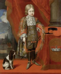 The future emperor Joseph I at the age of six with a dog
