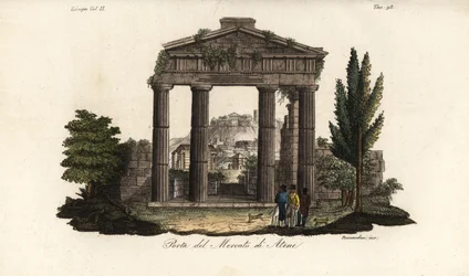 Ruins of the Gate of Athena Archegetis, at the Roman Agora, Athens, Greece