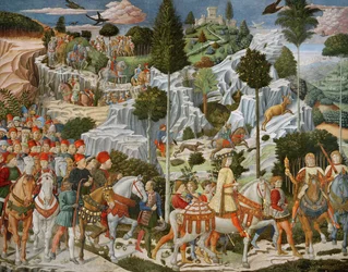 The Journey of the Magi to Bethlehem, the right hand wall of the chapel, c.1460