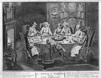 Judaism: Feast of Passover in the Jewish Portuguese Community, Illustration of Ceremonies and Religious Customs of All the Peoples of the World by Bernard Picart (1723-1743)
