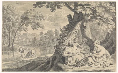 Landscape with Holy Family, Accompanied by Elizabeth and John the Baptist