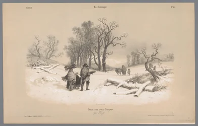 Family Gathering Wood in the Snow