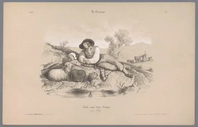 Shepherd with Girl by a Pool (series title: Depictions of Rural Life)