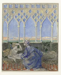 Woman on Resting Bed and Man Kneeling Beside Her