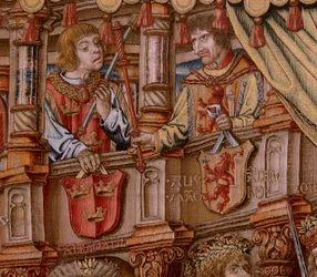 Flemish tapestry. Series The Honours. Honour. Second tapestry in the series. Model Cartoonists from the circle of Bernard van Orley and Jan Gossaert. Manufacture Pieter van Aelst, Brussels. Ca 1550