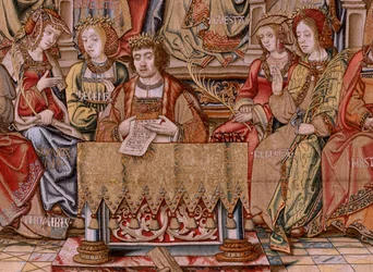 Flemish tapestry. Series The Honours. Honour. Second tapestry in the series. Ca 1550.