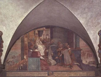 St. Antoninus Presents Himself to Pope Eugenius III as an Ambassador, Lunette