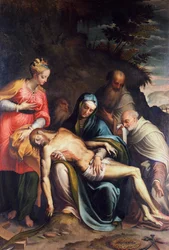 Pieta or Deposition of Christ with Saint Catherine of Alexandria and three prophets